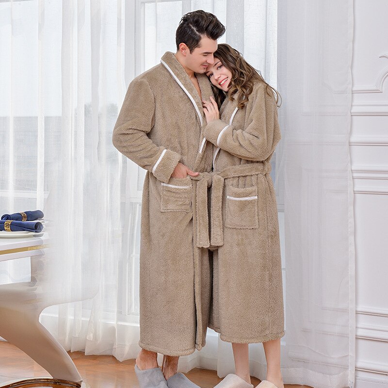 Høst og vinter nattkjole tykk varme par badekåper flanell hjemmeklær badekåpe menn kimono hombre nattkjole menn: 2 / Xxl