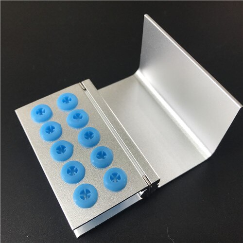 10 Holes Dental Burs Block Holder Disinfection and Autoclave Burs Holder Aluminum: silver