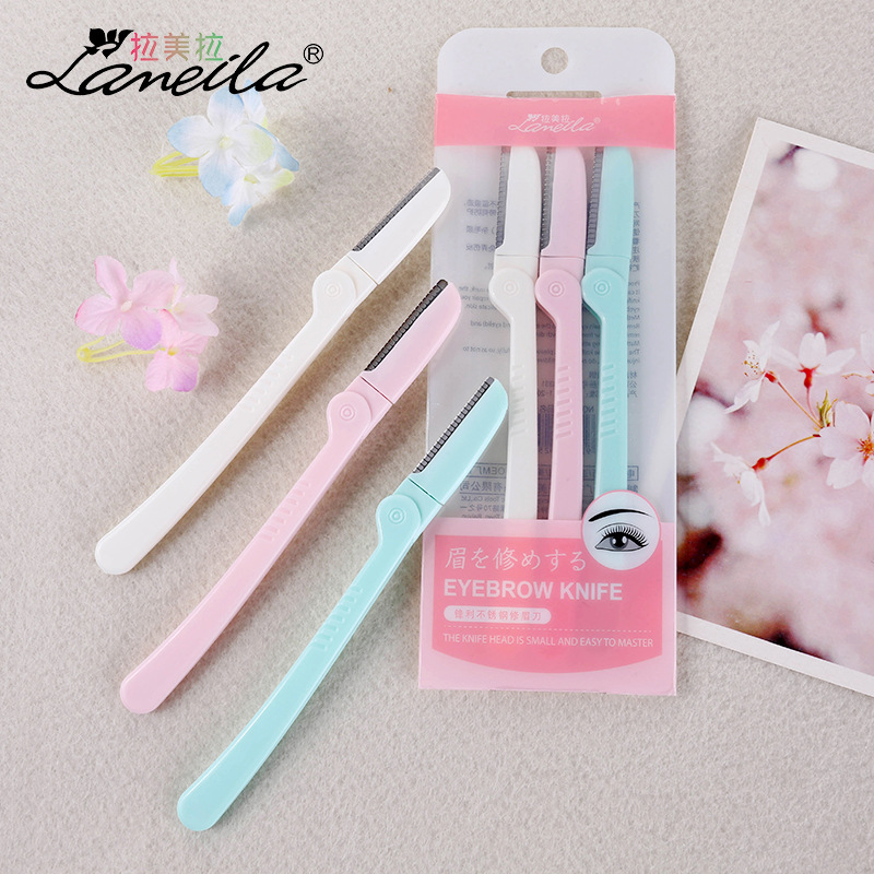 3 unids/set de afeitadora de cejas portátil, herramienta de corte de acero inoxidable