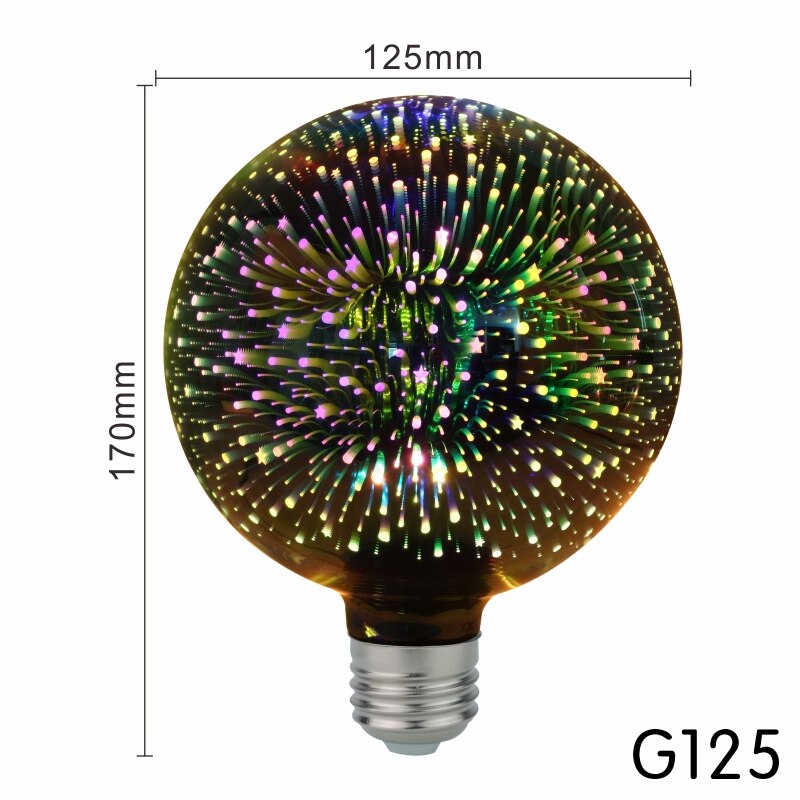 Lattuso ledet lys edison pære 3d dekorasjonspære 220v a60 st64 g95 g80 g125 e27 lys nyhet julelampe lamparas: G125