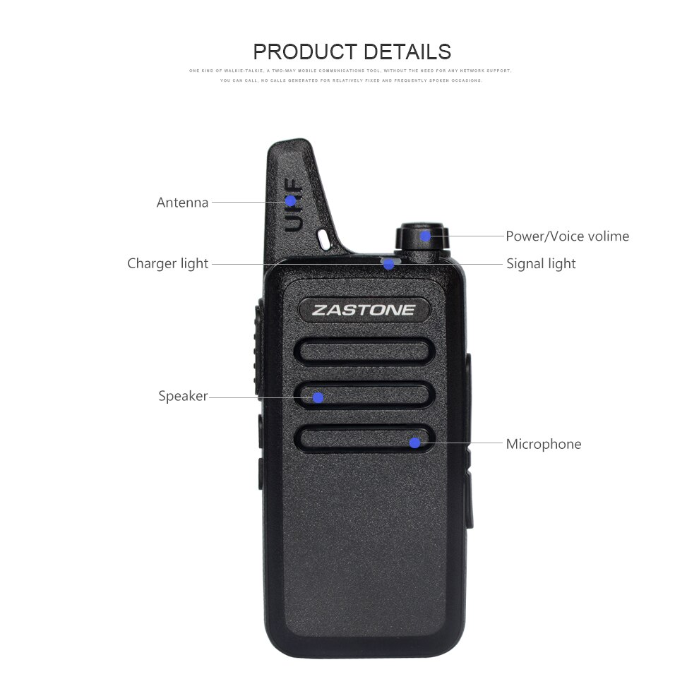 Zastone X6 Uhf Walkie Talkie Radio 400-470Mhz Draagbare Radio Handheld Comunicador Mini Walkie Twee Manier Radio Ham