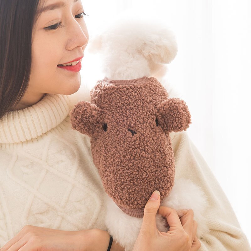 Cartoon Hond Kleding Kleding Voor Honden Hoodies Kleine Super Huisdier Outfits Leuke Herfst Winter Beer Print Bruin Jongen Ropa Para perro