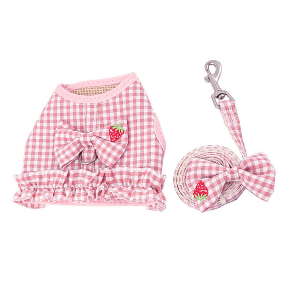 Useful Dog Vest Leash Soft Adjustable Protect Skin Anti Corrosion Vest Harness Set: Pink / M