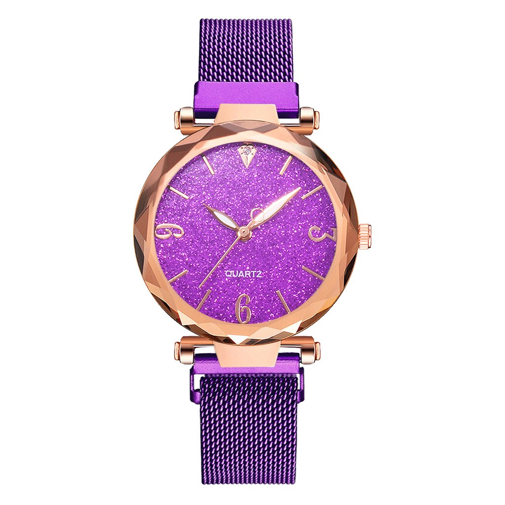 Women Watches Luxury Magnetic Strap Ladies Wristwatches Quartz Clock Zegarek Damski Relogio Feminino: purple