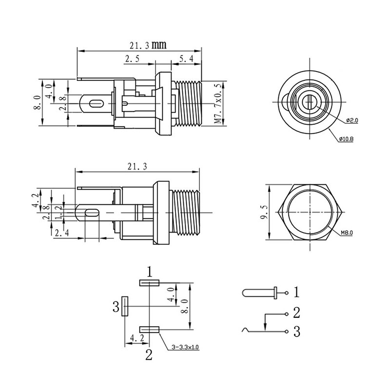 10Pcs 5.5x2.1mm DC Power Male Female Adapter DC-022 DC-025M DC-005 DC-022B 5.5*2.1mm DC Power Supply Plug Jack Socket Connector