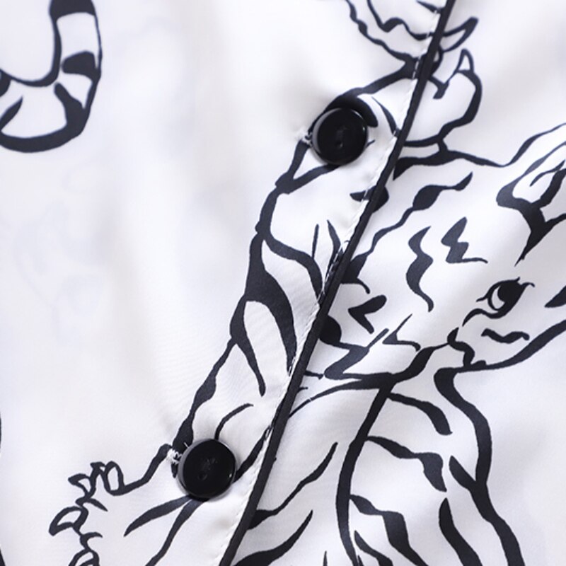 Wiosna jesień ubrania dla dzieci zestaw bielizny nocnej dziecko grafika z tygrysem zestawy piżrano chłopcy dziewczęta z długim rękawem bielizna nocna topy spodnie