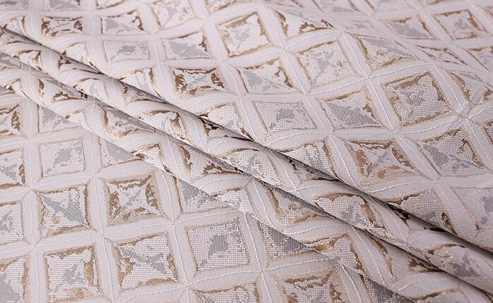 Geometri jacquard tekstil brokade polyester stoffer til pude og duge hjemmetekstiler: Hvid
