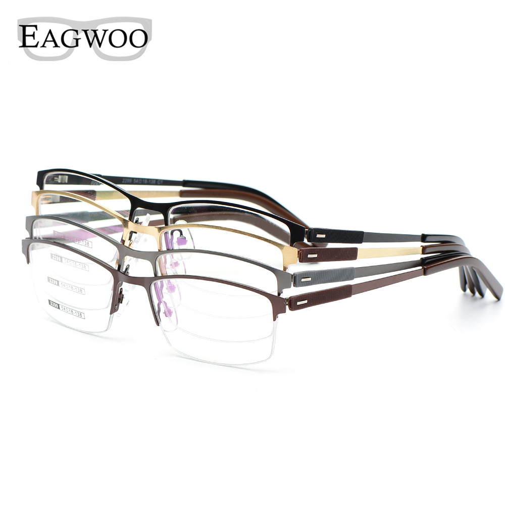 EAGWOO Business Eyeglasses Frame Half Rim Optical Glasses Men Eyewear Gold Frame Glasses for Myopia Reading Spring Temple 2299
