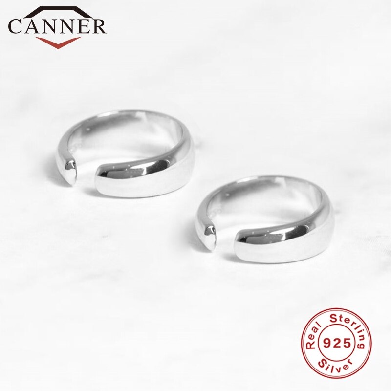 CANNER 925 Sterling Silver Ear Cuff Earring for Women Geometric Circle Ear Clip Personality No Pierced Hole Clip Earrings