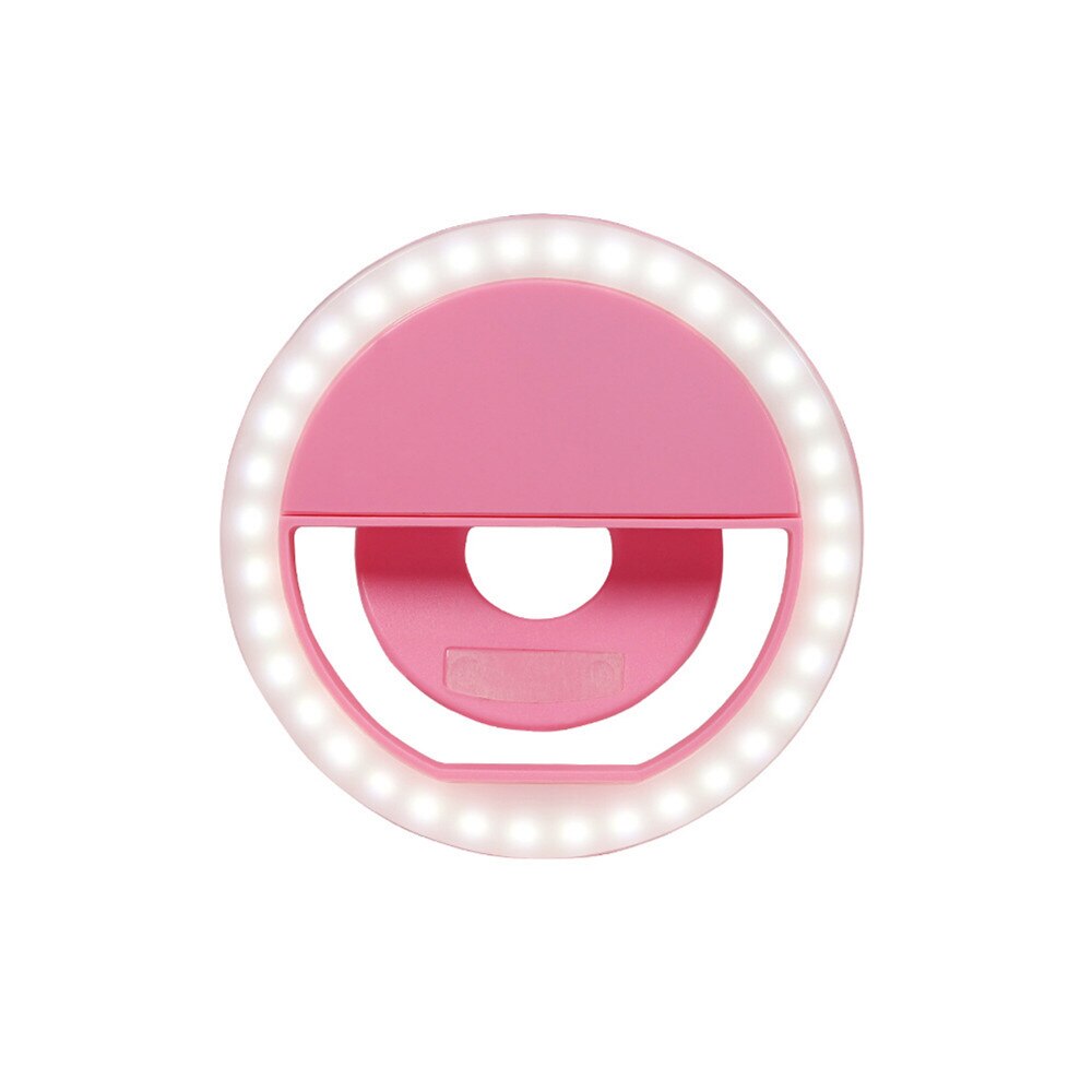 Portable Led Selfie Ring Light Universal Mobile Phone Clip Ring Lamp Flash Lens Beauty Phone Holder Fill Lamp Women Selfie Light: Pink