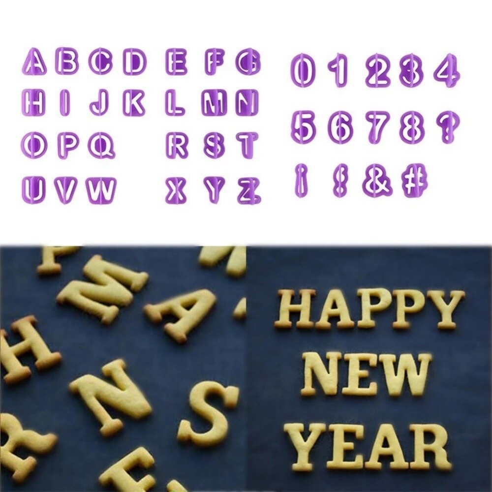 40Pcs Alfabet Cake Mallen Figuur Plastic Brief Fondant Chocolade Cookie Cutter Nummer Koekjes Mal Bakken Decorating Gereedschap