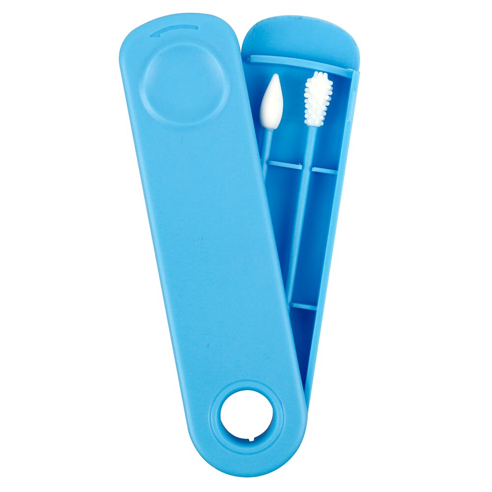 Cotonete de algodão reusável cotonetes de silicone cosméticos cotonetes varas de reciclagem de duas cabeças para limpeza de maquiagem 2 pçs/caixa: Blue