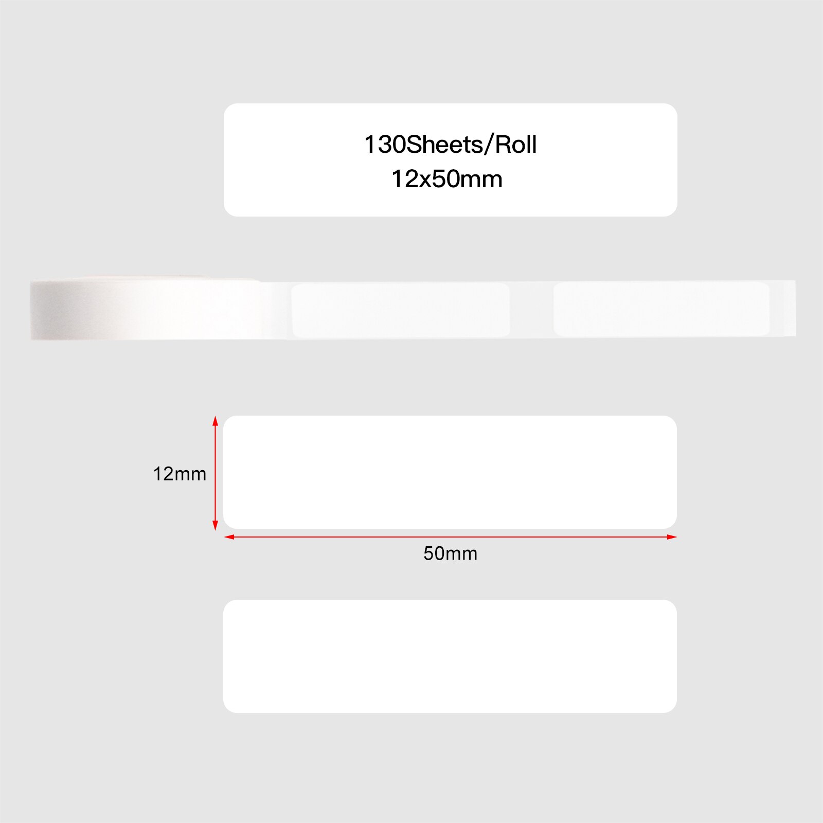 Aibecy Blank Label Paper Self-Adhesive Thermal Paper Roll 15*50mm 130sheets/roll Compatible with Phomemo D30 Thermal Printer: 12x50mm-130 sheets