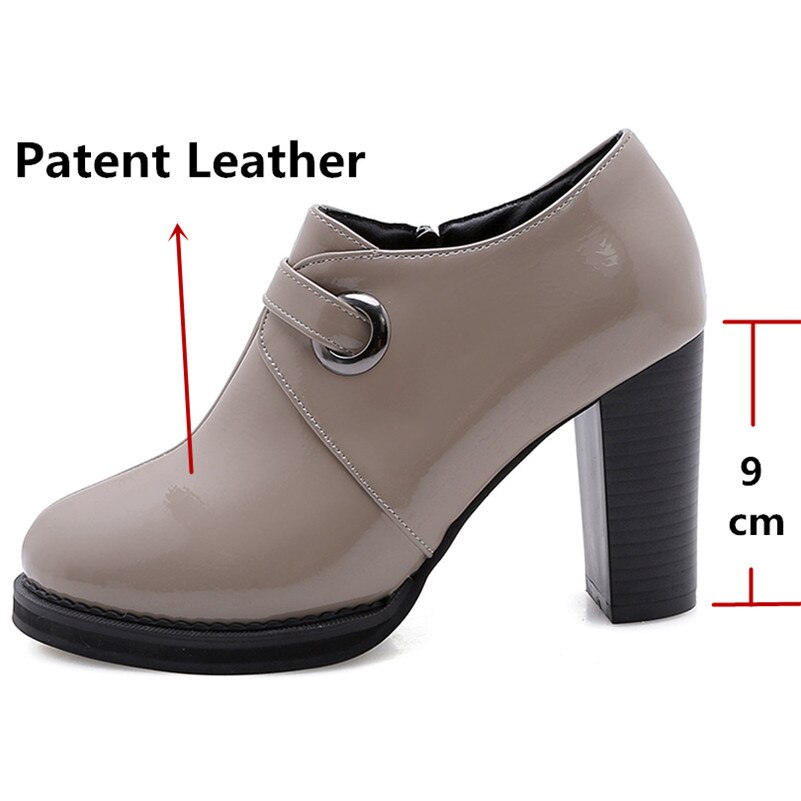 Fedonas forår efterår patent læder kvinder pumps side lynlås fest sko kvinde kvinde store størrelse sko pumps