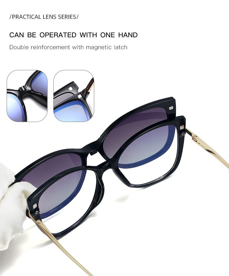 Optical Spectacle Frame Women Magnetic Clip On Sunglasses Polarized Glasses frame For female Myopia Eyeglasses