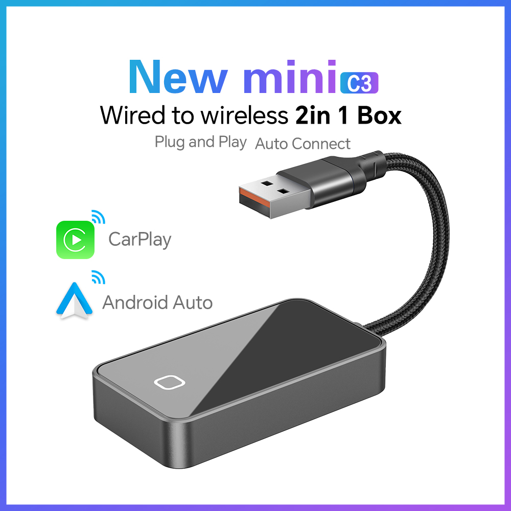 Oppgradert mini  c3 trådløs carplay-adapter i aluminiumslegering, trådløs android-autodongle, plug and play, bt wifi, automatisk tilkobling: Default Title