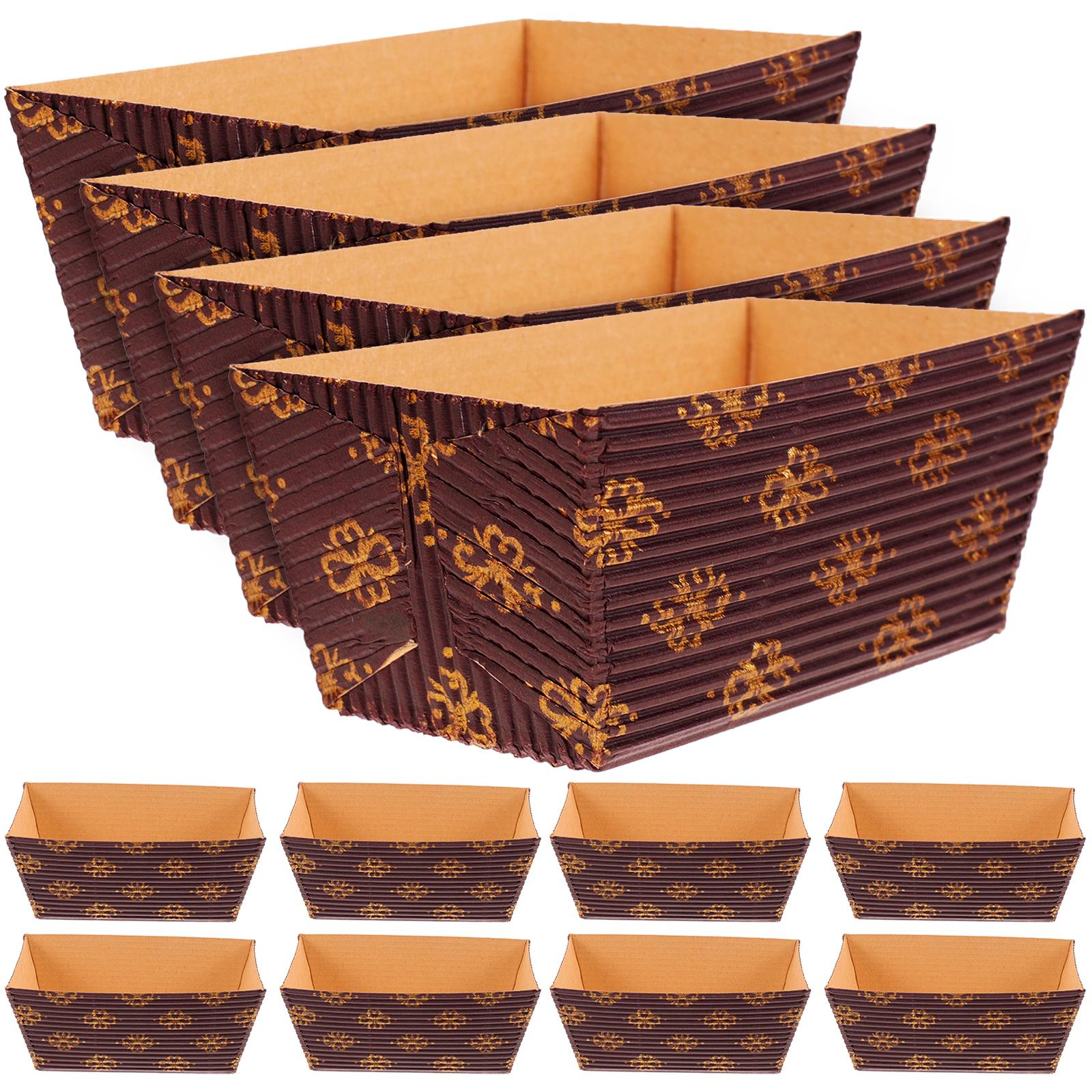 25 Pcs Paper Loaf Pans Baking Trays Disposable Cake Cups Rectangular Bread Tins Corrugated Mousse Boxes Party Liners