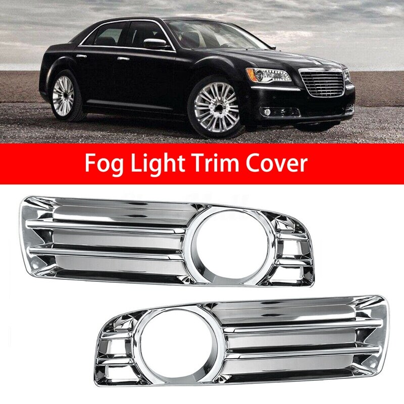 2Pcs Chrome Front Bumper Fog Light Driving Lamp Trim Cover for Chrysler 300 2005: Default Title