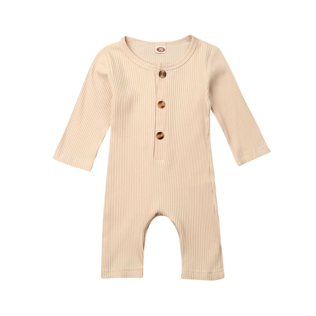 Schattige Baby Meisje Jongen Herfst Kleding Lange Mouw Romper Jumpsuit Outfits: Beige / 6m