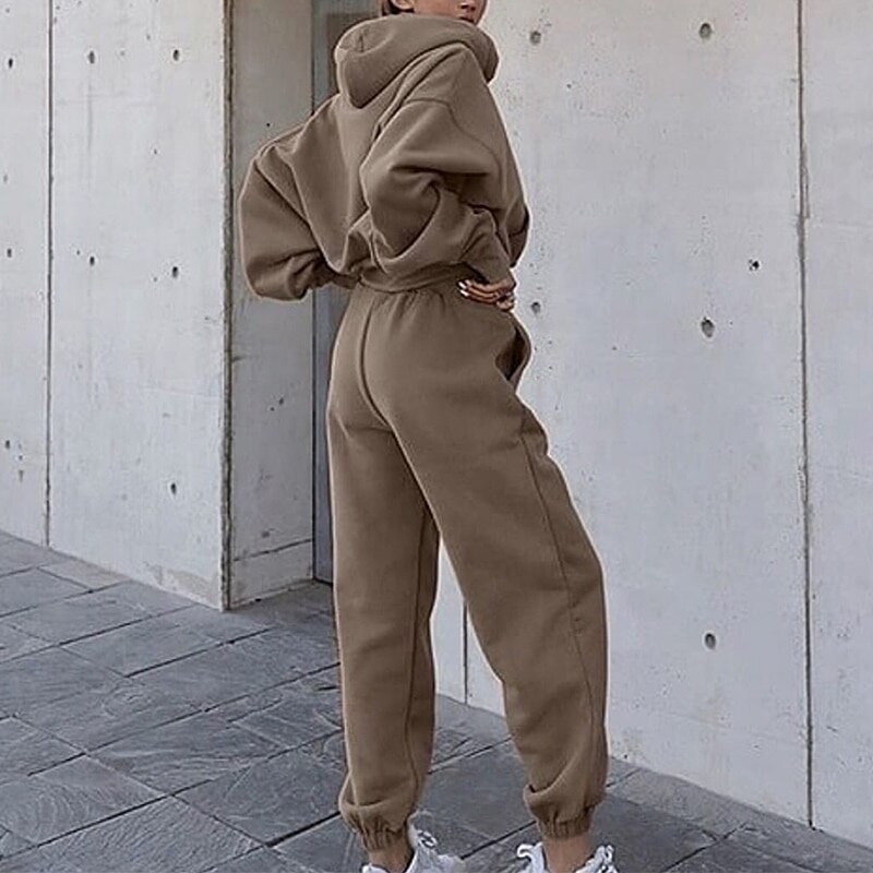 Women Two Piece Set Outfits Autumn Women's Tracksuit Oversized Hoodie And Pants Casual Sport Suit Winter 2 Piece Woman Set: apricot 2 style2 / XL