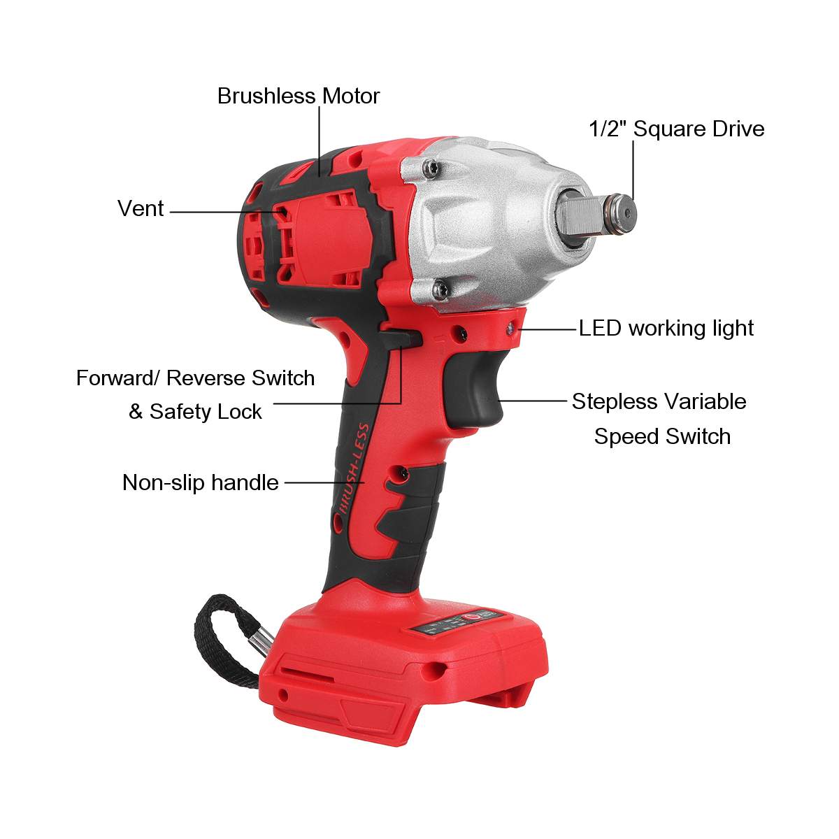 18V 520Nm Electric Cordless Brushless Impact Drill Wrench Hammer Drill Screwdriver DIY Power Tool Rechargable For Makita Battery