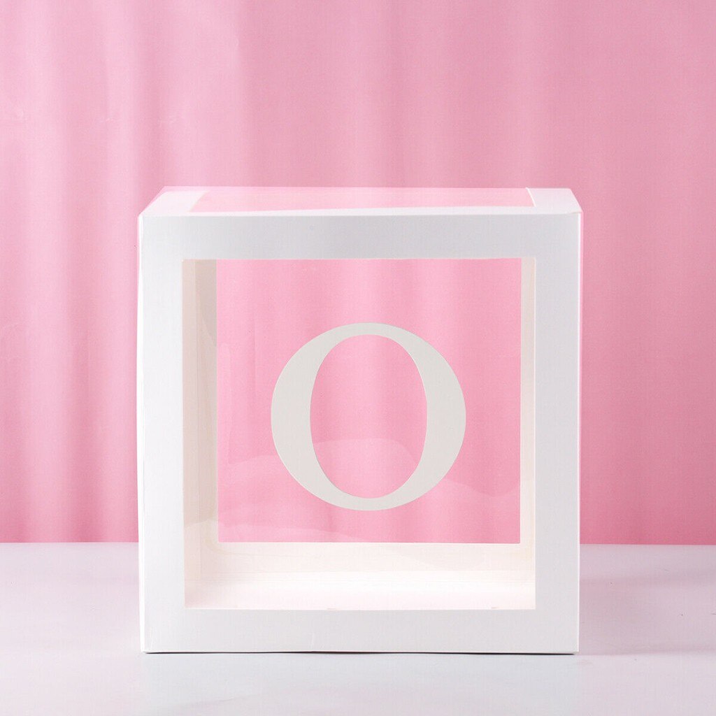 Letter A- Z Transparent Boxes Kid Birthday Baby Shower Birthday Party Decoration Shower Balloon Storage Box Party Supplies: O
