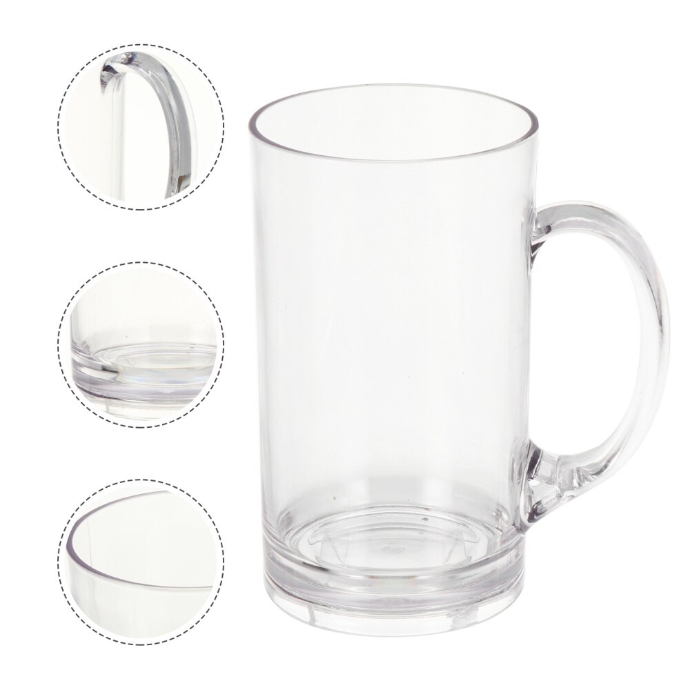 600ml Beer Mug 600ml Party Drinking Mug Acrylic Beer Glasses for Men Father Husband Bar Pint Glass with Handle: Transparent 05