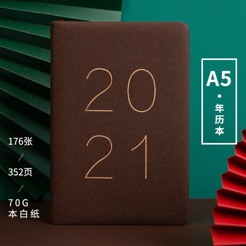 Agendas Weekly Planner Organizer A5 Diary Notebook Monthly Journal Note Book Personal Business Travel Plan Notepad Schedule: brown A