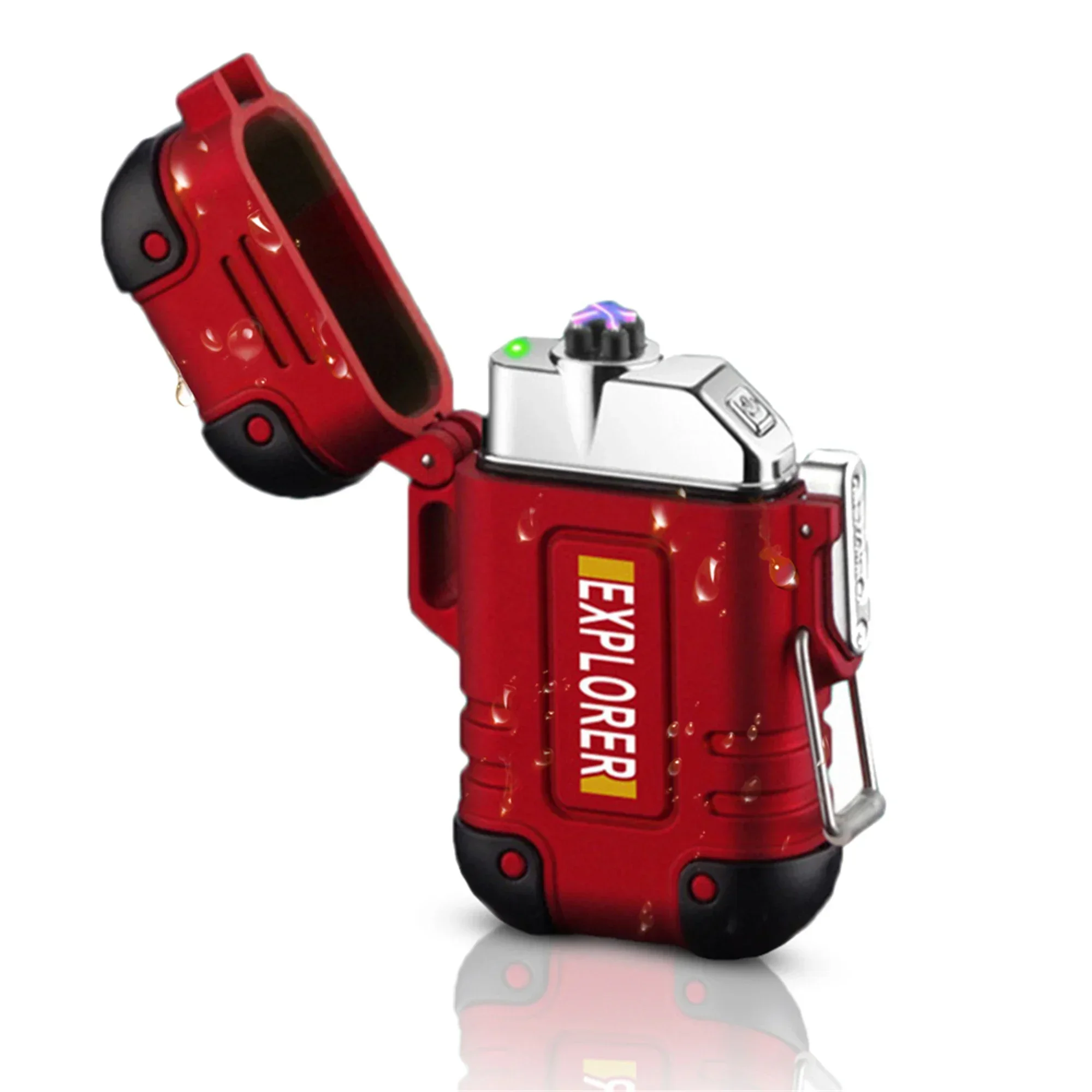 Wasserdicht USB Ladung Elektrische Feuerzeug Dual Bogen Feuerzeug Flammenlose Plasma Feuerzeug draussen Wandern Camping Rauchen Zubehör: Himmel Blau