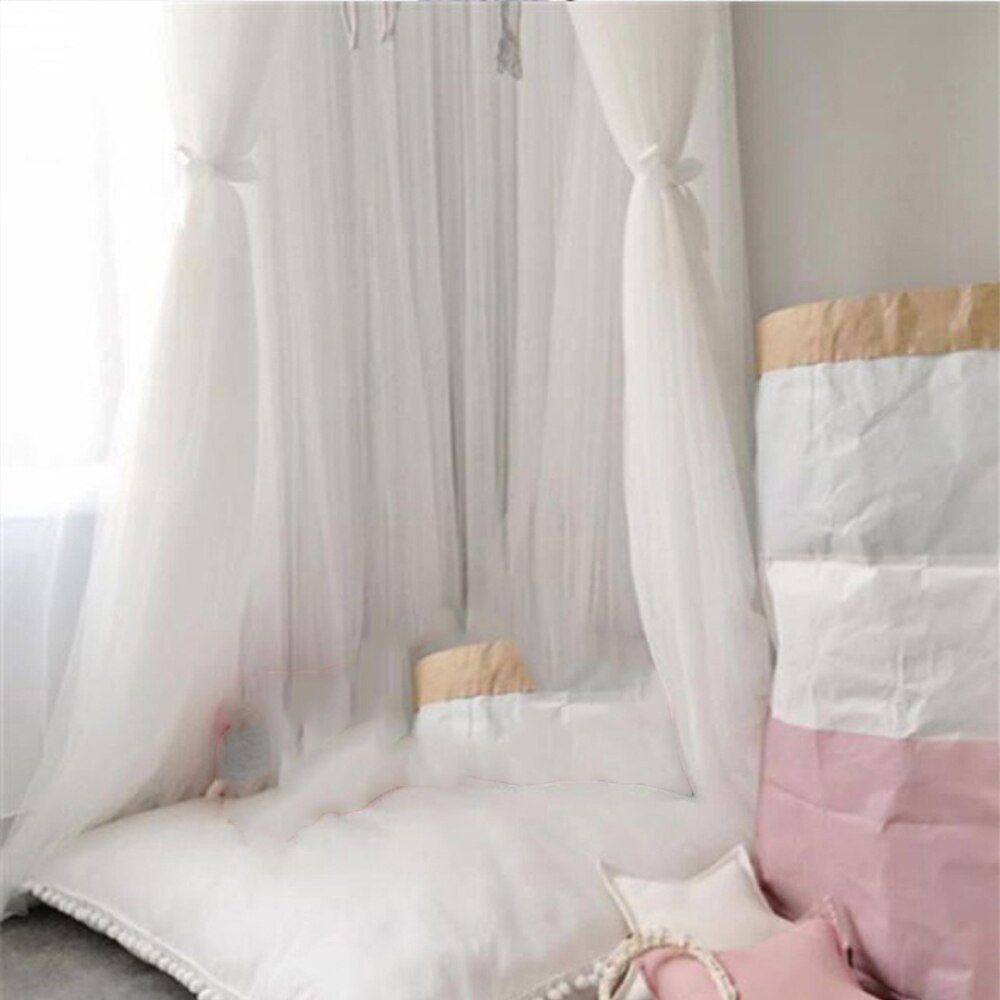 Hængende baby sengetøj kuppel myggenet spædbarn chiffon netting runde baldakin dcoration telt kontrol afvis myg hjemmeindretning