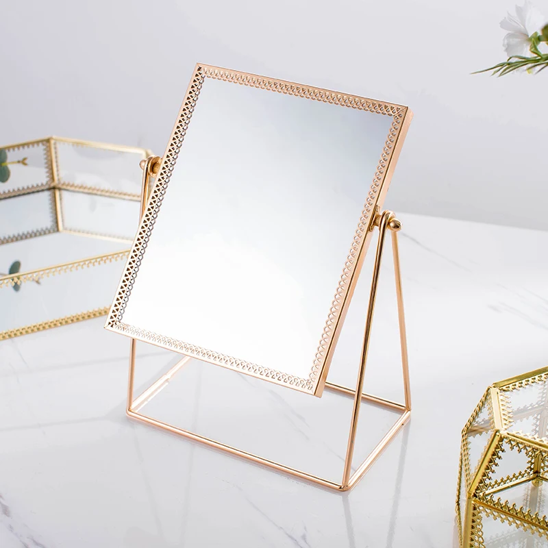 Geometry Glass Jewelry Box Accessories desktop makeup mirror Multifunction Storage Display Boxes & Bins