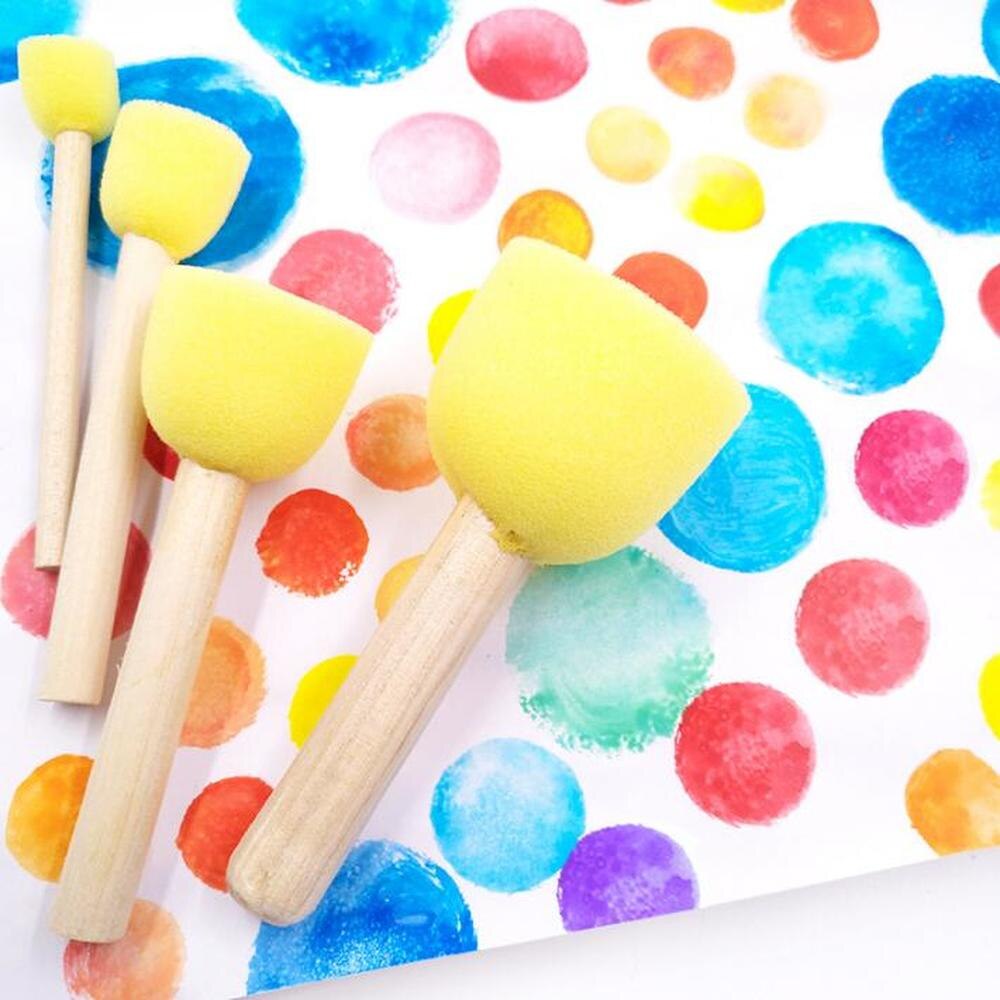 4 stk børne tegnelegetøj sæt diy svamp maleri pensel stempel svamp pensel kunst håndværk læring pædagogisk legetøj til børn