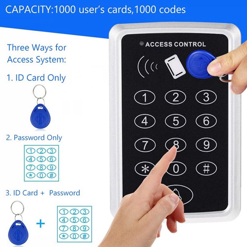 Deur Toegangscontrole Systeem, 125Khz Rfid Em Id Stand-Alone Wachtwoord Toetsenbord Met Rfid Sleutelhangers Sleutelhangers Voor Home Security