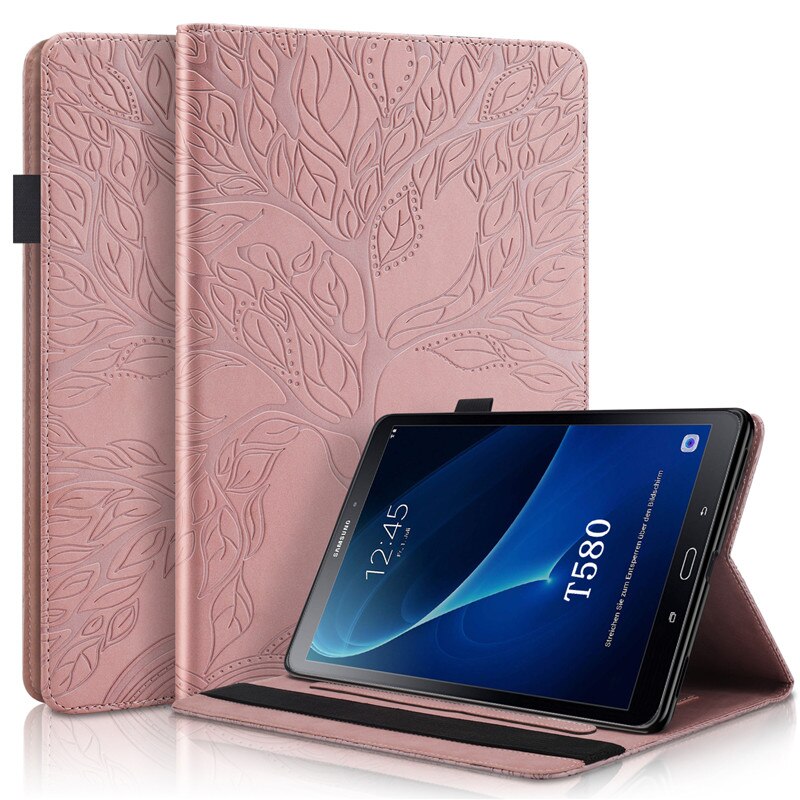 For Funda Tablet Samsung Galaxy Tab A 6 A6 10 1 Case 3D Tree Embossed Leather Case for Samsung Galaxy Tab A6 SM T580 T585: Rose Gold / SM-T580