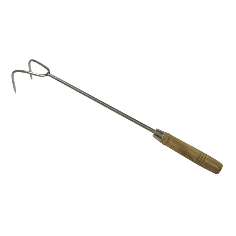 BBQ carbon hook roasting long hook single soup barbecue single hook wooden handle stainless steel meat