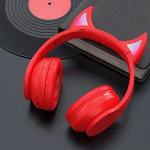 Glowing Devil Ear Headphones - LED Wireless HIFI Stereo Bass with Mic - Kids Headset