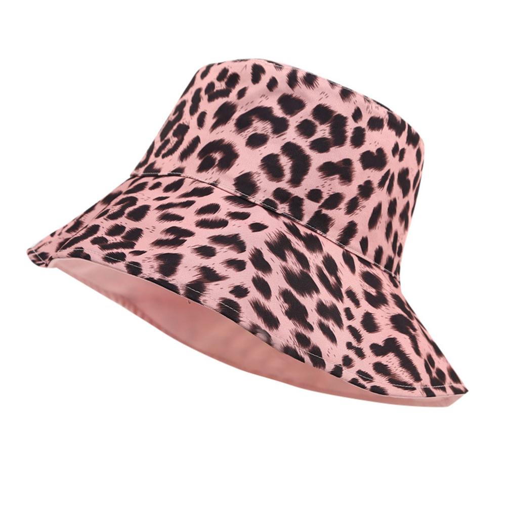 Dame kvinder afslappet leopard bredskygget floppy foldbar sommersol strandhat  #5 a 26: Lyserød