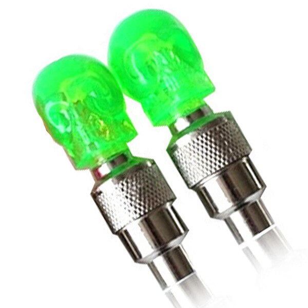 2 Stuks Fietsverlichting Motion Sensor Led Verlichting Met Batterijen Voor Road Mtb Mountainbike Band Band Ventiel Fiets Accessoires: Ghost head green