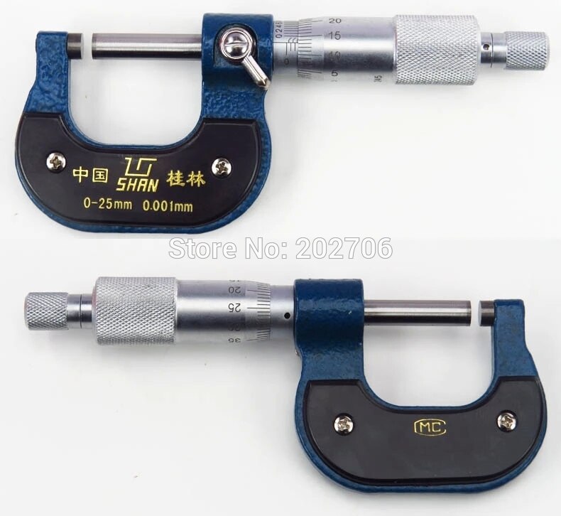 Micron Buiten Micrometer 0-25Mm 0.001Mm Kalibratie Micrometer 0.001Mm Papier Dikte Micrometer