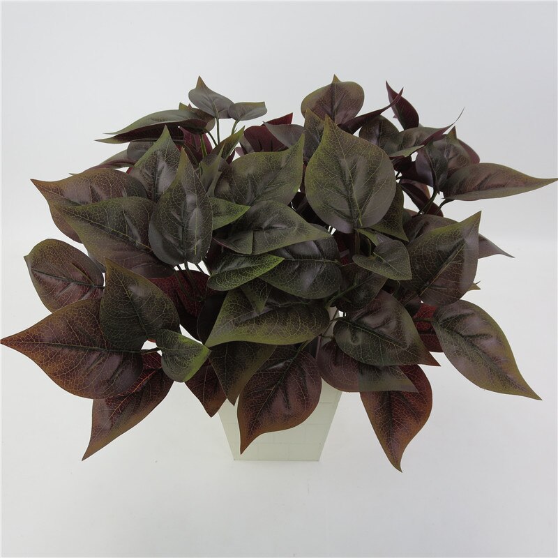 Kunstig ægte touch taro blade lilla plante grøn radise blade blomst hjem grøn væg tilbehør