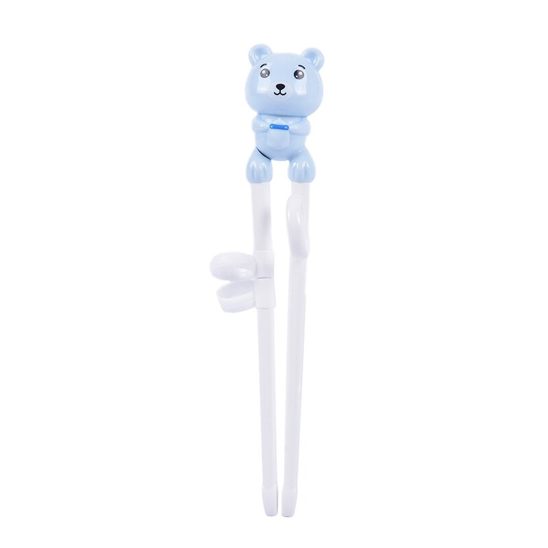 Sød munk/bjørn lære træning spisepinde børn børn kinesiske spisepinde lære køkken tilbehør 18cm*3cm 1 par: Bære blå