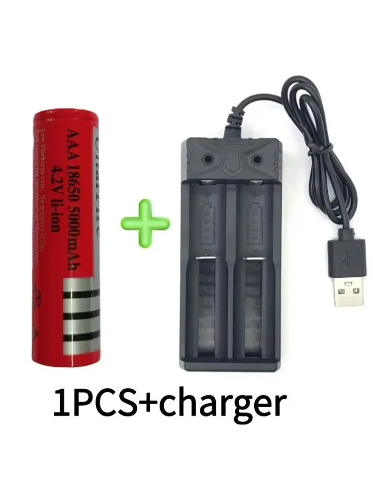 Authentic 18650 lithium 5000mAh rechargeable 4.2V large capacity imported battery, durable and free of screwdriver: Orange