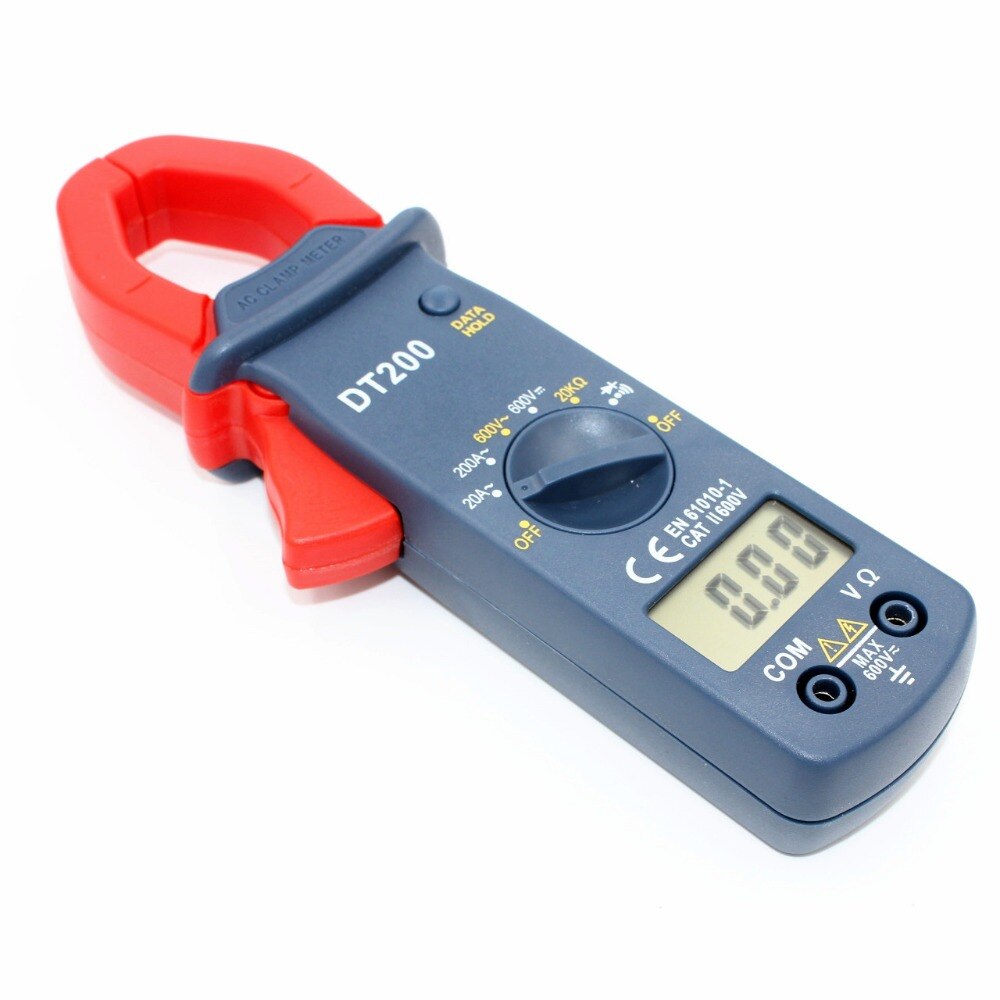 WHDZ Digital Current Clamp Meter DT200 Current Voltage Resistance Buzzer Data Hold Non-contact Diode Detection Test LCD Display