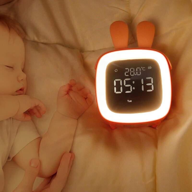 Kids Child Alarm Clock Sleep Training Clock Colorful Digital Wake Up Clock Temperature Snooze Timer Clock For Bedroom/Table/Desk