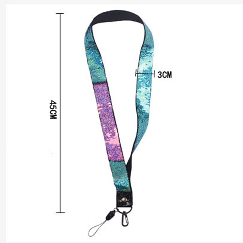 Moda dupla cor lantejoulas tecido de banda larga ajustável cordão do telefone móvel para o iphone 11 xs correia pescoço pendurar corda