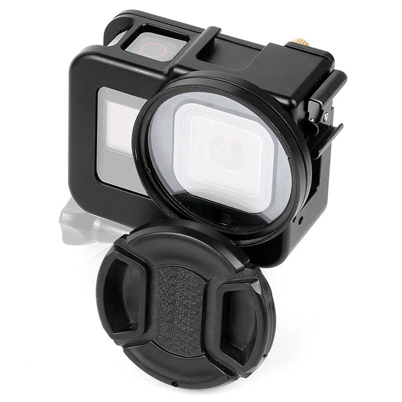 CNC Aluminum Alloy Housing Shell Case Protective Cage with Lens Cover & Filter & Filter Adapter for GoPro Hero 8