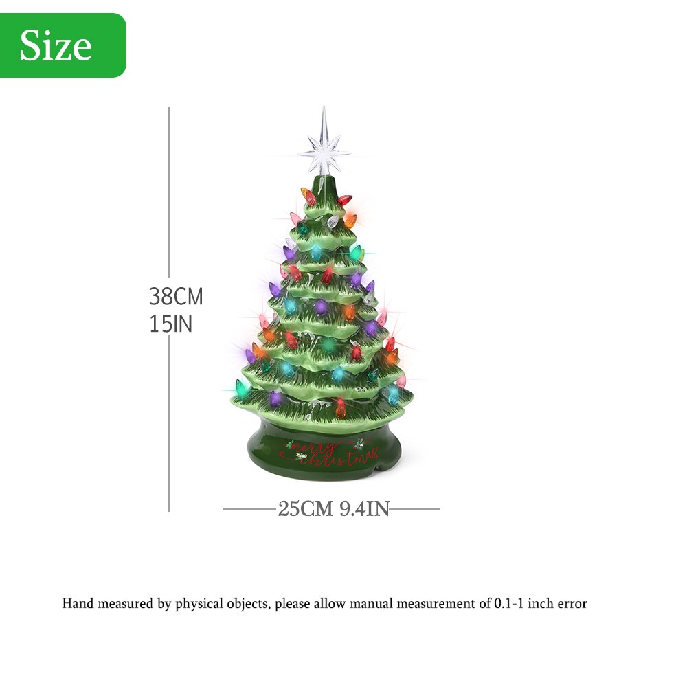 Halloween Christmas Ceramic Tree with Orange and Purple Lights,Tabletop Decor Tree with Pumpkin Top and Halloween Tree Collar: Christmas38cm