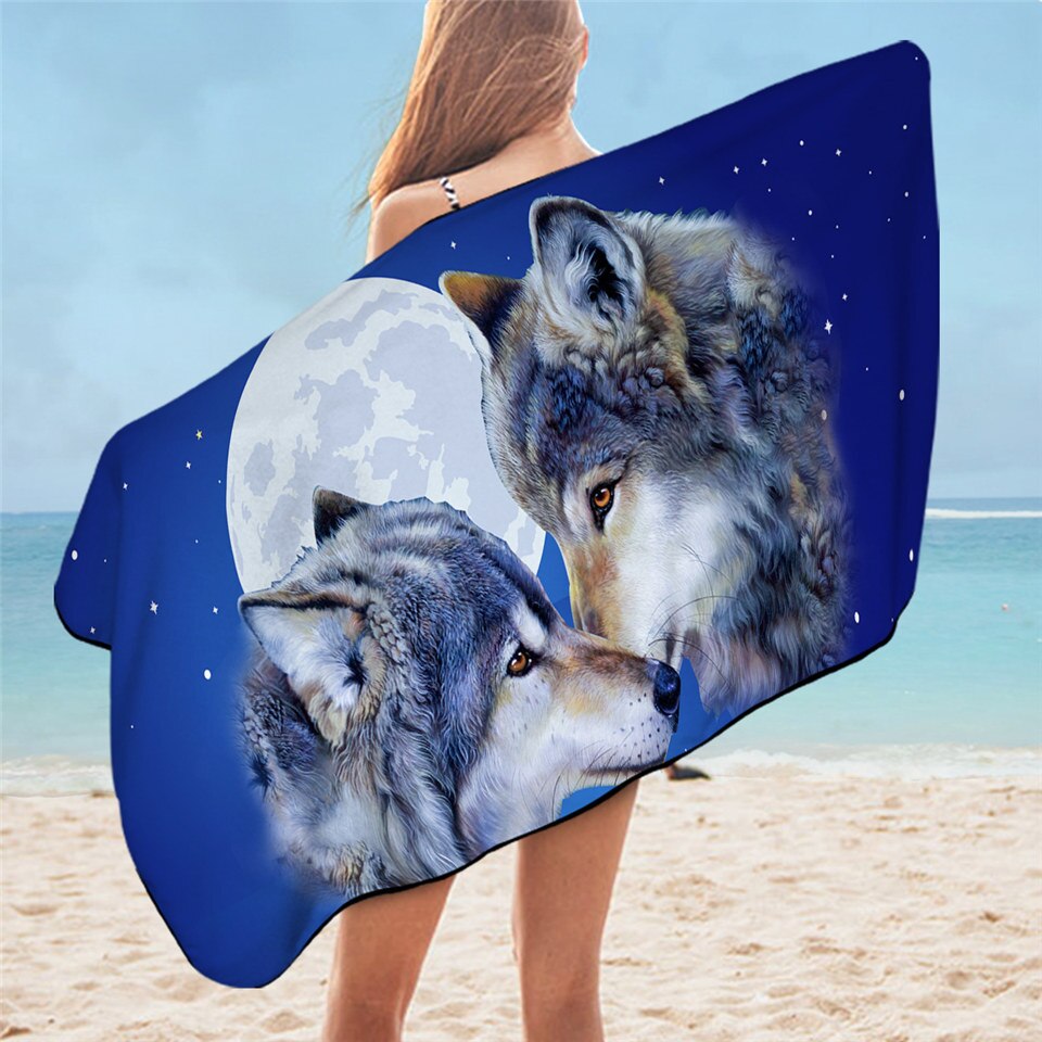 Ulvspar af ismot esha håndklæde måne mikrofiber strandhåndklæde blå nattehimmel toalla 75 x 150cm bjerge sommer tæppe: Ulvspar