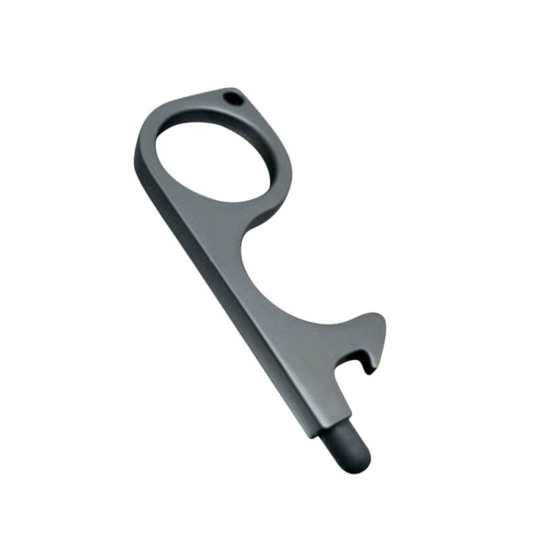 Portable Hygiene Hand Antimicrobial Brass Contactless Door Opener Elevator Handle Tool Safety Key Buckle: Gray