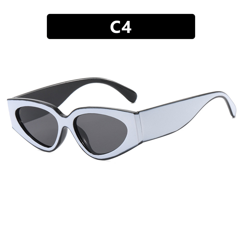 heevoo Punk Cat Eye Sunglasses for Women Brand Edgy Square Frame Plastic Retro Vintage Accessories: WHITE / PURPLE